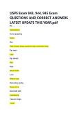 USPS Exam 943&comma; 944&comma; 945 Exam &NewLine;QUESTIONS AND CORRECT ANSWERS &NewLine;LATEST UPDATE THIS YEAR&period;pdf