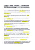Class D Water Operator License Exam &NewLine;TCEQ questions with correct solutions  