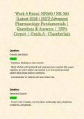 Week 1 - 8 Exam&colon; NR565 &sol; NR 565 Advanced Pharmacology Fundamentals Exam &lpar;Latest 2026 &sol; 2027 Updates STUDY BUNDLE WITH COMPLETE SOLUTIONS&rpar; &vert; 100&percnt; Correct &vert; Grade A - Chamberlain
