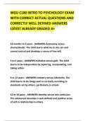 WGU C180 INTRO TO PSYCHOLOGY EXAM &NewLine;WITH CORRECT ACTUAL QUESTIONS AND &NewLine;CORRECTLY WELL DEFINED ANSWERS &NewLine;LATEST ALREADY GRADED A&plus;