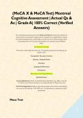 &lpar;MoCA X & MoCA Test&rpar; Montreal Cognitive Assessment &vert; Actual Qs & As &vert; Grade A&vert; 100&percnt; Correct &lpar;Verified Answers&rpar;&NewLine;&NewLine;
