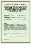 CANNON TRUST SCHOOL II EXAM &ndash; ADVANCED &NewLine;TRUST ADMINISTRATION&comma; FIDUCIARY LAW&comma; TRUST &NewLine;TAXATION&comma; INVESTMENTS & ESTATE PLANNING &ndash; &NewLine;2026&sol;2027 ACTUAL QUESTIONS AND CORRECT &NewLine;ANSWERS &lpar;VERIFIED ANSWERS&rpar; PLUS &NewLine;RATIONALES 2026 Q&A 