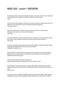 NSG 432 - exam 1 REVIEW  Latest &lpar;2026&sol;2027&rpar; Verified Answers by Experts&NewLine;