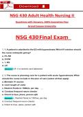 NSG 430 Adult Health Nursing II Final Exam &vert; 2026&sol;2027 Questions with Answers &vert; 100&percnt; Guarantee Pass