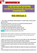 NSG 430 Adult Health Nursing II Exam 2 &vert; 2026&sol;2027 Questions with Answers &vert; 100&percnt; Guarantee Pass