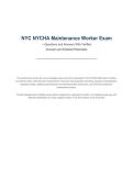 NYC NYCHA Maintenance Worker Exam Practice Test Questions And Correct Answers &lpar;Verified Answers&rpar; Plus Rationales