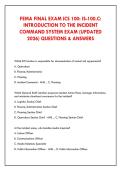 FEMA FINAL EXAM ICS 100&colon; IS-100&period;C&colon; &NewLine;INTRODUCTION TO THE INCIDENT &NewLine;COMMAND SYSTEM EXAM &lpar;UPDATED &NewLine;2026&rpar; QUESTIONS & ANSWERS 