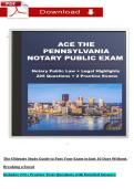 Pennsylvania Notary Public Exam 2026&sol;2027 Notary Public Law &plus; Legal Highlights 225 Questions &plus; 2 Practice Exams Questions with Detailed Answers