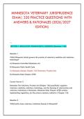 MINNESOTA VETERINARY JURISPRUDENCE &NewLine;EXAM&vert; 320 PRACTICE QUESTIONS WITH &NewLine;ANSWERS & RATIONALES &lpar;2026&sol;2027 &NewLine;EDITION&rpar; 