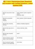 MLT 110 6-7 Electrolytes Exam Questions&NewLine;and Answers with Verified Solutions &vert; Latest&NewLine;Updated 2026&NewLine;