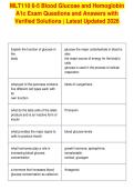 MLT110 6-5 Blood Glucose and Hemoglobin&NewLine;A1c Exam Questions and Answers with&NewLine;Verified Solutions &vert; Latest Updated 2026