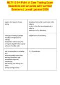 MLT110 6-4 Point of Care Testing Exam&NewLine;Questions and Answers with Verified&NewLine;Solutions &vert; Latest Updated 2026