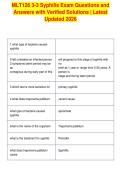 MLT126 3-3 Syphilis Exam Questions and&NewLine;Answers with Verified Solutions &vert; Latest&NewLine;Updated 2026&NewLine;