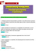 Pennsylvania Notary Public Exam&comma; Complete Bundle&colon; Exam 1&ndash;4 &vert; 2026&sol;2027 Actual Questions & Answers &vert; 100&percnt; Guarantee Pass