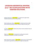 LOUISIANA RESIDENTIAL ROOFING&NewLine;&lpar;LA&rpar; 7-803 EXAM QUESTIONS WITH&NewLine;VERIFIED SOLUTIONS&NewLine;