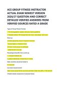 ACE GROUP FITNESS INSTRUCTOR &NewLine;ACTUAL EXAM NEWEST VERSION &NewLine;2026&sol;27 QUESTION AND CORRECT &NewLine;DETAILED VERIFIED ANSWERS FROM &NewLine;VERIFIED SOURCES RATED A GRADE 