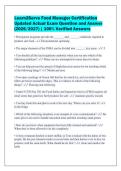 Learn2Serve Food Manager Certification&NewLine;Updated Actual Exam Question and Answer&NewLine;&lpar;2026&sol;2027&rpar; &vert; 100&percnt; Verified Answers