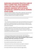 NURS 6540 ADVANCED PRACTICE CARE OF FRAIL ELDERS FINAL EXAM 2026&sol;2027 &vert; COMPLETE PRACTICE QUESTIONS & VERIFIED ANSWERS WITH DETAILED RATIONALES &vert; GERONTOLOGICAL NURSING STUDY GUIDE