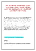 MGT 8803 BUSINESS FUNDAMENTALS FOR &NewLine;ANALYTICS &mdash; EXAM V MARKETING 320 &NewLine;MULTIPLE CHOICE QUESTIONS WITH CORRECT &NewLine;ANSWERS AND RATIONALES