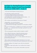 Test Bank for Nursing Research in Canada&comma;&NewLine;5th Edition Updated Actual Exam Question&NewLine;and Answer &lpar;2026&sol;2027&rpar; &vert; Grade A&plus;