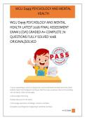WGU D449 PSYCHOLOGY AND MENTAL &NewLine;HEALTH LATEST 2026 FINAL ASSESSMENT &NewLine;EXAM 2 &lpar;OA&rpar; GRADED A&plus; COMPLETE 70 &NewLine;QUESTIONS FULLY SOLVED 100&percnt; &NewLine;ORIGINAL&vert;SOLVED &NewLine; &NewLine; 