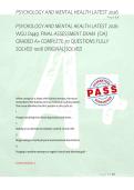 PSYCHOLOGY AND MENTAL HEALTH LATEST 2026 &NewLine;WGU D449  FINAL ASSESSMENT EXAM &lpar;OA&rpar; &NewLine;GRADED A&plus; COMPLETE 70 QUESTIONS FULLY &NewLine;SOLVED 100&percnt; ORIGINAL&vert;SOLVED 
