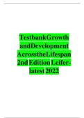 Updated&sol;Latest Growth and Development Across the Lifespan 2nd Edition Gloria Leifer Comprehensive Nursing and Health Sciences Test Bank Practice Questions Answers Rationales Human Development Stages Pediatrics Adult Aging Gerontology NCLEX Review Study Gu