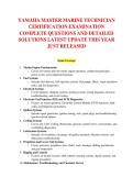 YAMAHA MASTER MARINE TECHNICIAN &NewLine;CERTIFICATION EXAMINATION &NewLine;COMPLETE QUESTIONS AND DETAILED &NewLine;SOLUTIONS LATEST UPDATE THIS YEAR &NewLine;JUST RELEASED