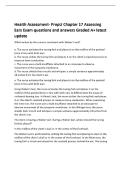 Health Assessment- PrepU Chapter 17 Assessing&NewLine;Ears Exam questions and answers Graded A&plus; latest&NewLine;update&NewLine;Which action by the nurse is consistent with Weber's test&quest;&NewLine;a&period; The nurse activates the tuning fork and places it on the midline of the parietal