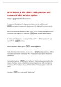 HONDROS NUR 163 FINAL EXAM questions and&NewLine;answers Graded A&plus; latest update&NewLine;Fatigue -Subjective Measurement&NewLine;If someone is having trouble sleeping&comma; what intervention could we use&quest; -&NewLine;Encourage pt to go outside&comma; because sunlight helps with melatonin levels