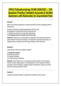 APEA Pathophysiology EXAM 2026&sol;2027 &ndash; 100&NewLine;Question Practice Testbank Accurate & Verified &NewLine;Questions with Rationales for Guaranteed Pass 