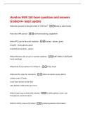 Hondros NUR 150 Exam questions and answers&NewLine;Graded A&plus; latest update&NewLine;What do we want to do with chain of infection&quest; -break it&comma; wash hands&NewLine;How does HAI spread -not hand washing&comma; equipment&NewLine;What PPE is worn for what isolation -Contact - gloves&comma; gown&NewLine;Dropl