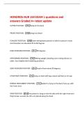 HONDROS NUR 150 EXAM 1 questions and&NewLine;answers Graded A&plus; latest update&NewLine;SUPINE POSITION -lying on the back&NewLine;PRONE POSITION -lying face down&NewLine;FOWLERS POSITION -semi-sitting body position in which a person's head&NewLine;and shoulders are elevated 45 to 60 degre