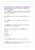 Introduction to Engineering Vocabulary&NewLine;Exam questions and answers Graded A&plus;&vert;&NewLine;latest update&NewLine;Engineer - Profession in which knowledge of math&comma; science&comma; and technology&NewLine;is used to solve "real world problems&period;" Engineers strive to make our lif