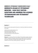 Minnesota Veterinary Jurisprudence Exam &ndash; &NewLine;Minnesota Board of Veterinary &NewLine;Medicine &ndash; 2026&sol;2027 Edition &ndash; &NewLine;Questions and Answers for Licensed &NewLine;Veterinarians and Veterinary &NewLine;Technicians