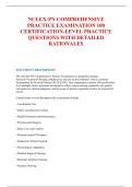 NCLEX-PN COMPREHENSIVE &NewLine;PRACTICE EXAMINATION 100 &NewLine;CERTIFICATION-LEVEL PRACTICE &NewLine;QUESTIONS WITH DETAILED &NewLine;RATIONALES