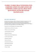 FAMILY NURSE PRACTITIONER &lpar;FNP&rpar; &NewLine;CERTIFICATION EXAMINATION 100 &NewLine;CERTIFICATION-LEVEL PRACTICE &NewLine;QUESTIONS WITH DETAILED &NewLine;RATIONALES