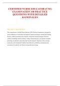 CERTIFIED NURSE EDUCATOR &lpar;CNE&rpar; &NewLine;EXAMINATION 100 PRACTICE &NewLine;QUESTIONS WITH DETAILED &NewLine;RATIONALES&NewLine;