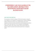 CERTIFIED CASE MANAGER &lpar;CCM&rpar; &NewLine;EXAMINATION 100 PRACTICE &NewLine;QUESTIONS WITH DETAILED &NewLine;RATIONALES&NewLine;