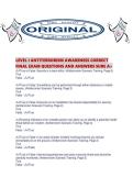 LEVEL I ANTITERRORISM AWARENESS CORRECT FINAL EXAM QUESTIONS AND ANSWERS SURE