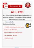 WGU C213 Accounting for Decision Makers &ndash; Pre‑Assessment &lpar;PA&rpar; & Objective Assessment &lpar;OA&rpar; Exam Solutions&comma; 2026 Verified Complete Resource