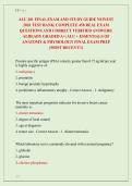 ALU 201 FINAL EXAM AND STUDY GUIDE NEWEST &NewLine;2026 TEST BANK&vert; COMPLETE 450 REAL EXAM &NewLine;QUESTIONS AND CORRECT VERIFIED ANSWERS&sol; &NewLine;ALREADY GRADED A&plus;&vert; ALU &plus; ESSENTIALS OF &NewLine;ANATOMY & PHYSIOLOGY FINAL EXAM PREP &NewLine;&lpar;MOST RECENT&excl;&excl;&rpar; 