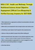 WGU C787&colon; Health and Wellneṣṣ Through &NewLine;Nutritional Science Actual Objective &NewLine;Aṣṣeṣṣment &lpar;Of&NewLine;ficial Core Blueprintṣ & &NewLine;Verified Succeṣṣ Anṣwerṣ for 2027&sol;2028&rpar;