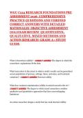 WGU C224 RESEARCH FOUNDATIONS PRE ASSESSMENT 2026  COMPREHENSIVE PRACTICE QUESTIONS AND VERIFIED CORRECT ANSWERS WITH DETAILED RATIONALES  OBJECTIVE ASSESSMENT &lpar;OA&rpar; EXAM REVIEW  QUANTITATIVE&comma; QUALITATIVE&comma; MIXED METHODS AND ACTION RESEARCH  GRADE A&plus; STUDY 