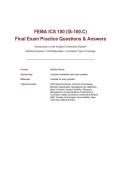 FEMA ICS 100 &lpar;IS-100&period;C&rpar; Introduction to the Incident Command System&NewLine;Final Exam Questions & Answers &NewLine;
