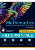 Solutions Manual for Mathematics for Elementary and Middle School Teachers with Activities&comma; 6th Edition &lpar;Sybilla Beckmann&comma; 2021&rpar; &vert; All Chapters 1&ndash;16 Covered