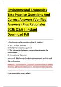 Environmental Economics &NewLine;Test Practice Questions And &NewLine;Correct Answers &lpar;Verified &NewLine;Answers&rpar; Plus Rationales &NewLine;2026 Q&A &vert; Instant &NewLine;Download Pdf 