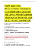 Health Economics &NewLine;&lpar;Microeconomic Perspective&rpar; &NewLine;Exam Test Practice Questions &NewLine;And Correct Answers &lpar;Verified &NewLine;Answers&rpar; Plus Rationales 2026 &NewLine;Q&A &vert; Instant Download Pdf 