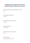 Oklahoma Tattoo Apprentice License Test 2026&sol;2027 Questions and Answers Graded A&plus;&NewLine;&NewLine;