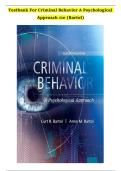 TEST BANK For Criminal Behavior&colon; A Psychological Approach 11th Edition &lpar;Bartol&rpar; Chapters 1 - 16&comma; Complete&NewLine;